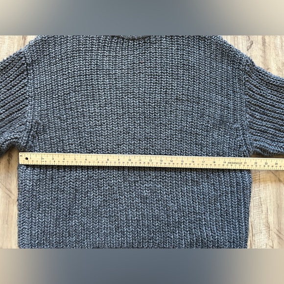 Wool blend Zara chunky knit Cozy Gray Sweater oversized long neutral winter - Picture 6 of 8